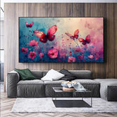 Original Colorful Flower Painting on Canvas, Large Abstract Purple Floral Wall Art Custom Painting Minimalist Living Room Home Decor Art Online